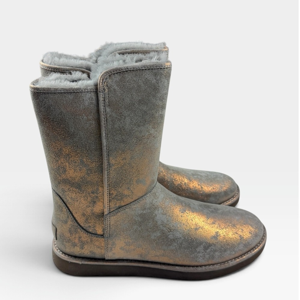UGG Abree Short II Stardust Boots Womens 11 Gunmetal Gold Metallic 1092433 NEW
